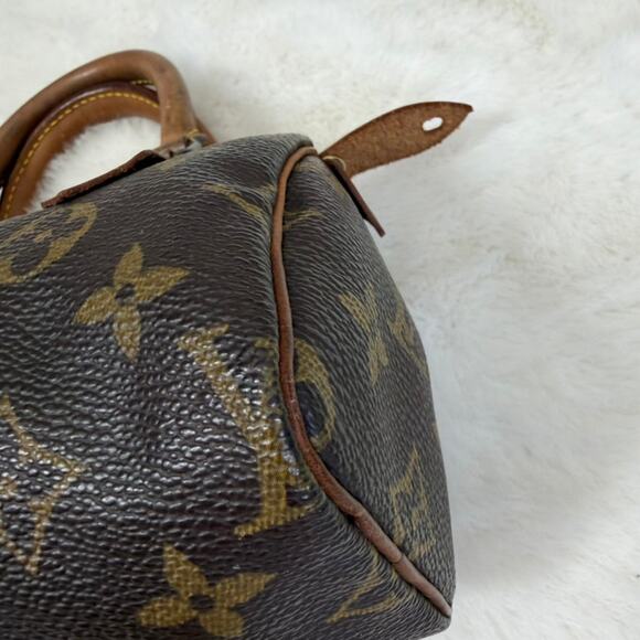 Louis Vuitton Brown Monogram Mini Speedy Crossbody Bag with LV Strap - Picture 13 of 15